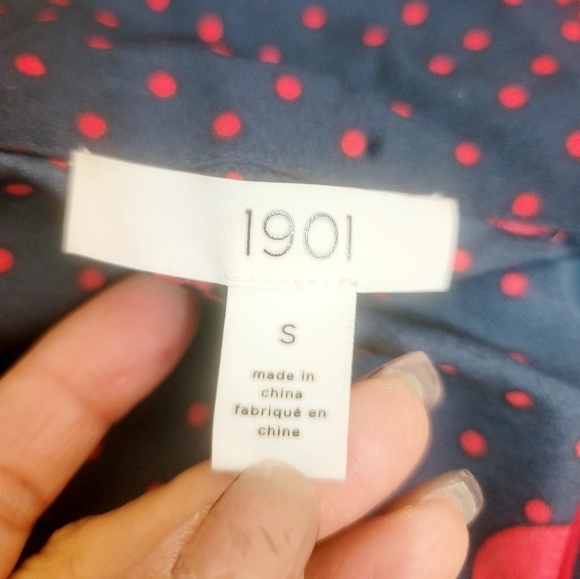 1901 GEOMETRIC PATTERN NOTCHED COLLAR BUTTON-UP LONG SLEEVE WOMEN'S SHIRT SMALL - Picture 4 of 16